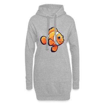 Clownfish Cartoon Kawaii Aquarelle Illustration - Sweat-shirt à capuche long Femme - gris chiné - Devant