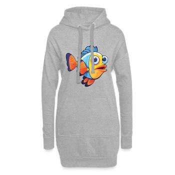 Clown Tang Karikatur Kawaii Aquarell Illustration - Hoodie-Kleid - Grau meliert - Vorne