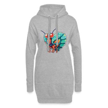Peacock Mantis Shrimp Cartoon Kawaii Illustration - Sweat-shirt à capuche long Femme - gris chiné - Devant