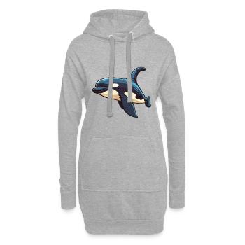Orca-Karikatur-Kawaii-Aquarell-Illustration - Hoodie-Kleid - Grau meliert - Vorne