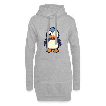 Penguin Cartoon Kawaii Aquarelle Illustration - Sweat-shirt à capuche long Femme - gris chiné - Devant