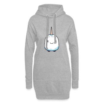 Narval Cartoon Kawaii Aquarelle Illustration - Sweat-shirt à capuche long Femme - gris chiné - Devant