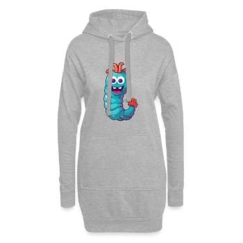 Marine Worm Cartoon Kawaii Aquarelle Illustration - Sweat-shirt à capuche long Femme - gris chiné - Devant