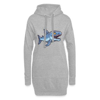 Rüschenhai-Karikatur Kawaii Bunte Illustration - Hoodie-Kleid - Grau meliert - Vorne