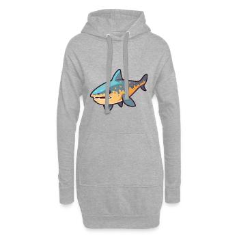 Leopard Shark Sea Cartoon Kawaii Illustration - Sweat-shirt à capuche long Femme - gris chiné - Devant