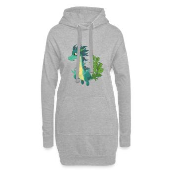 Dragon de mer feuillu Dessin animé Kawaii Illustration - Sweat-shirt à capuche long Femme - gris chiné - Devant