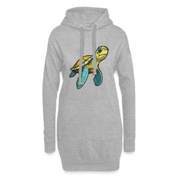 Tortue de mer verte Dessin animé Kawaii Illustration - Sweat-shirt à capuche long Femme - gris chiné - Devant