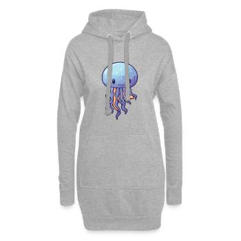 Jellyfish Cartoon Kawaii Aquarelle Illustration - Sweat-shirt à capuche long Femme - gris chiné - Devant
