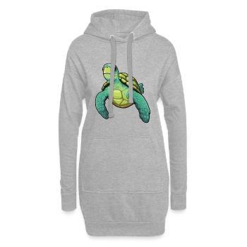 Tortue de mer verte Dessin animé Kawaii Illustration - Sweat-shirt à capuche long Femme - gris chiné - Devant