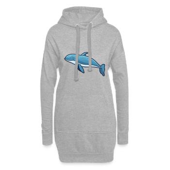 Baleine à bosse Dessin animé Kawaii Illustration - Sweat-shirt à capuche long Femme - gris chiné - Devant
