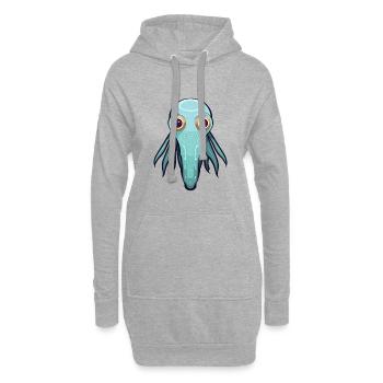 Tintenfisch-Karikatur-Kawaii-Aquarellillustration - Hoodie-Kleid - Grau meliert - Vorne