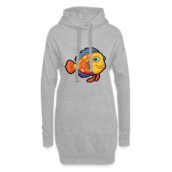 Clown-Lippfisch-Karikatur Kawaii Bunte Illustration - Hoodie-Kleid - Grau meliert - Vorne