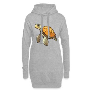 Sea Turtle Cartoon Kawaii Aquarelle Illustration - Sweat-shirt à capuche long Femme - gris chiné - Devant