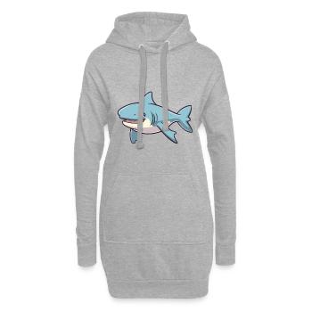 Sixgill Shark Cartoon Kawaii Illustration colorée - Sweat-shirt à capuche long Femme - gris chiné - Devant