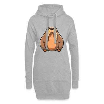 Morse Cartoon Kawaii Aquarelle Illustration - Sweat-shirt à capuche long Femme - gris chiné - Devant