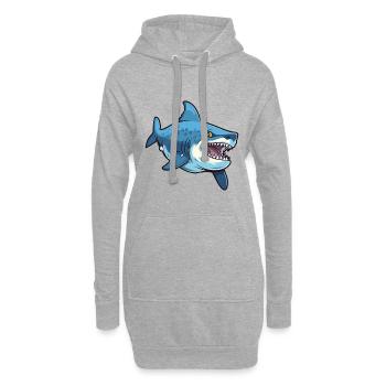 Tigerhai-Karikatur-Kawaii-Aquarellillustration - Hoodie-Kleid - Grau meliert - Vorne
