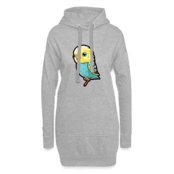Budgerigar Cartoon Kawaii Aquarelle Illustration - Sweat-shirt à capuche long Femme - gris chiné - Devant