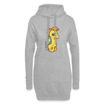 Yellow Seahorse Cartoon Kawaii Illustration - Sweat-shirt à capuche long Femme - gris chiné - Devant