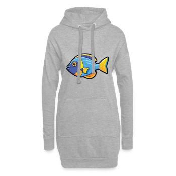 Doktorfisch-Karikatur-Kawaii-Aquarellillustration - Hoodie-Kleid - Grau meliert - Vorne