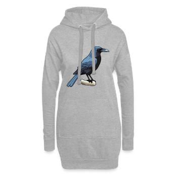 Crow Cartoon Kawaii Aquarelle Illustration - Sweat-shirt à capuche long Femme - gris chiné - Devant