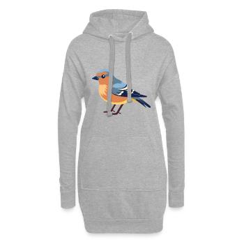 Buchfink-Karikatur-Kawaii-Aquarellillustration - Hoodie-Kleid - Grau meliert - Vorne