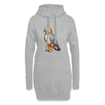 Buzzard Cartoon Kawaii Aquarelle Illustration - Sweat-shirt à capuche long Femme - gris chiné - Devant