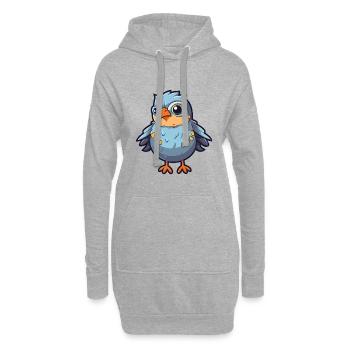 Coucou Dessin Animé Kawaii Aquarelle Illustration - Sweat-shirt à capuche long Femme - gris chiné - Devant