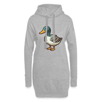 Mallard Cartoon Kawaii Aquarelle Illustration - Sweat-shirt à capuche long Femme - gris chiné - Devant
