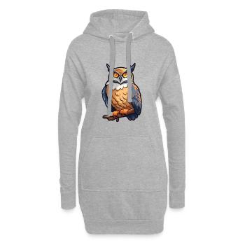 Grand Hibou d’Amérique Dessin animé Kawaii Illustration - Sweat-shirt à capuche long Femme - gris chiné - Devant