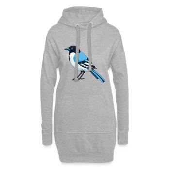 Magpie Cartoon Kawaii Aquarelle Illustration - Sweat-shirt à capuche long Femme - gris chiné - Devant