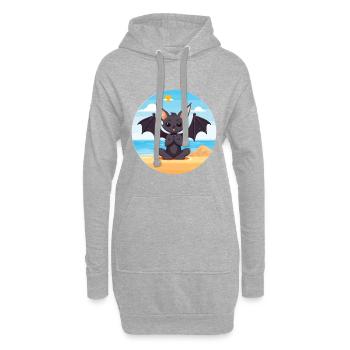 Chauve-souris Cartoon Yoga Beach Illustration d’été - Sweat-shirt à capuche long Femme - gris chiné - Devant