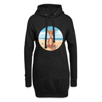 Antilope Cartoon Yoga Beach Summer Illustration - Sweat-shirt à capuche long Femme - noir - Devant