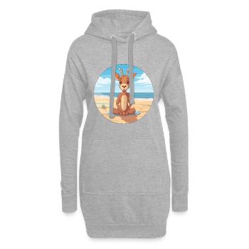 Antilopenkarikatur Yoga Strand Sommer Illustration - Hoodie-Kleid - Grau meliert - Vorne