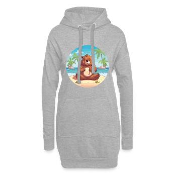 Ours Cartoon Yoga Beach Illustration d’été - Sweat-shirt à capuche long Femme - gris chiné - Devant