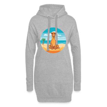 Kamelkarikatur Yoga Strand Sommer Illustration - Hoodie-Kleid - Grau meliert - Vorne