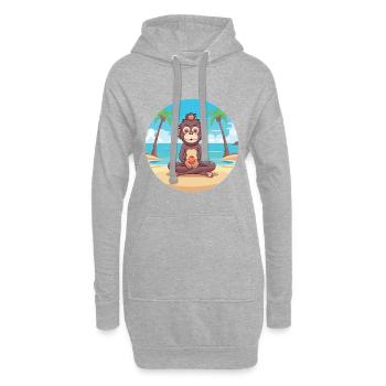 Babouin Cartoon Yoga Beach Illustration d’été - Sweat-shirt à capuche long Femme - gris chiné - Devant