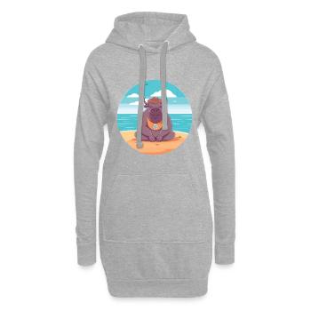 Bison Cartoon Yoga Beach Summer Illustration - Sweat-shirt à capuche long Femme - gris chiné - Devant