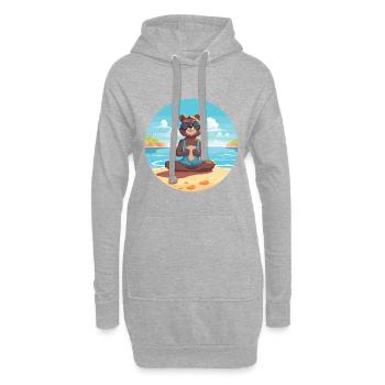 Castor Cartoon Yoga plage Illustration d’été - Sweat-shirt à capuche long Femme - gris chiné - Devant