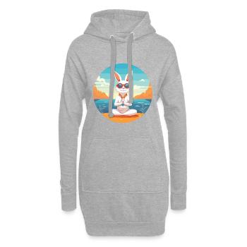 Hasenkarikatur Yoga Strand Sommer Illustration - Hoodie-Kleid - Grau meliert - Vorne