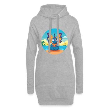 Schmetterlingskarikatur Yoga Strand Sommer Illustration - Hoodie-Kleid - Grau meliert - Vorne