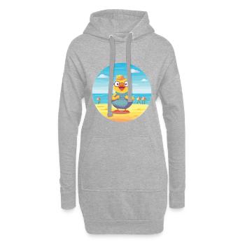 Poulet Cartoon Yoga Beach Illustration d’été - Sweat-shirt à capuche long Femme - gris chiné - Devant