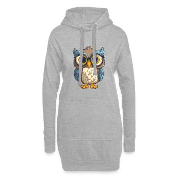 Hibou portant des lunettes Dessin animé Kawaii Illustration - Sweat-shirt à capuche long Femme - gris chiné - Devant