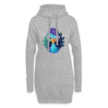 Niedlicher Pfau mit Brille Cartoon Kawaii - Hoodie-Kleid - Grau meliert - Vorne