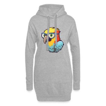 Papagei mit Brille Cartoon Kawaii Illustration - Hoodie-Kleid - Grau meliert - Vorne