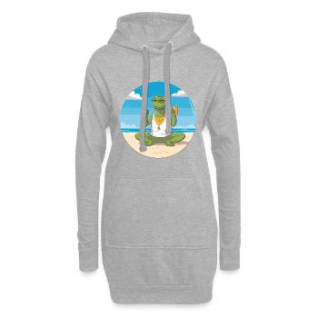 Krokodil-Karikatur-Yoga-Strand-Sommer-Illustration - Hoodie-Kleid - Grau meliert - Vorne