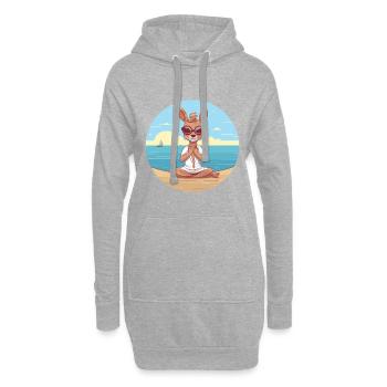 Cerf Cartoon Yoga Beach Illustration d’été - Sweat-shirt à capuche long Femme - gris chiné - Devant