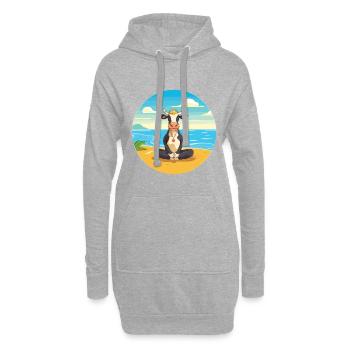 Kuhkarikatur Yoga Strand Sommer Illustration - Hoodie-Kleid - Grau meliert - Vorne