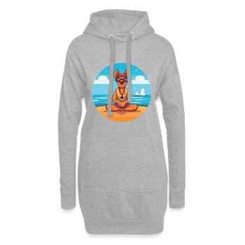 Chien Cartoon Yoga Beach Illustration d’été - Sweat-shirt à capuche long Femme - gris chiné - Devant
