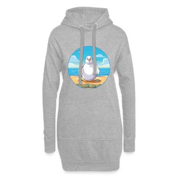 Dove Cartoon Yoga Beach Illustration d’été - Sweat-shirt à capuche long Femme - gris chiné - Devant