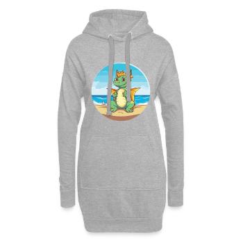 Drachenkarikatur Yoga Strand Sommer Illustration - Hoodie-Kleid - Grau meliert - Vorne
